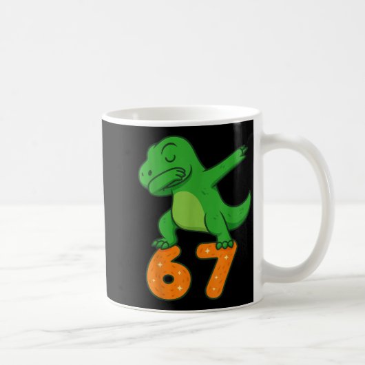 T-rex Dinosaur Dabbing 67 Meme Six Seven Funny Kaffeetasse (Rechts)