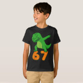 T-rex Dinosaur Dabbing 67 Meme Six Seven Funny  T-Shirt (Vorne ganz)