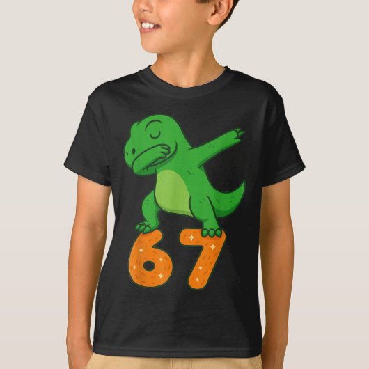 T-rex Dinosaur Dabbing 67 Meme Six Seven Funny  T-Shirt (Vorderseite)