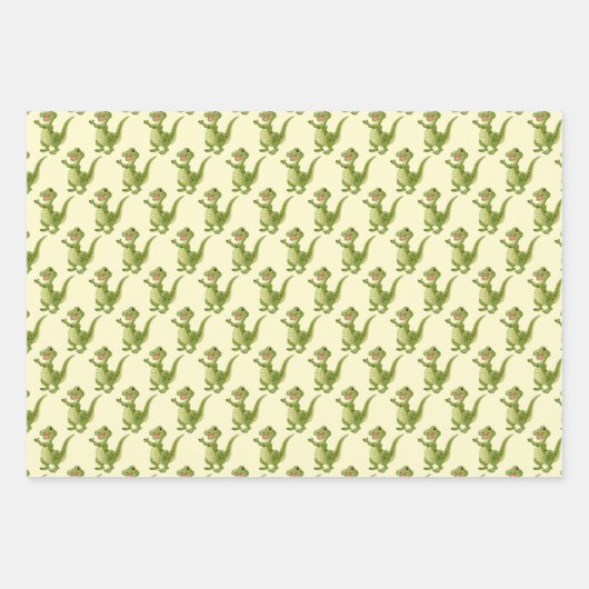 T-Rex Dinosaur Design Wrapping Paper Sheets Geschenkpapier Set (Vorderseite 3)