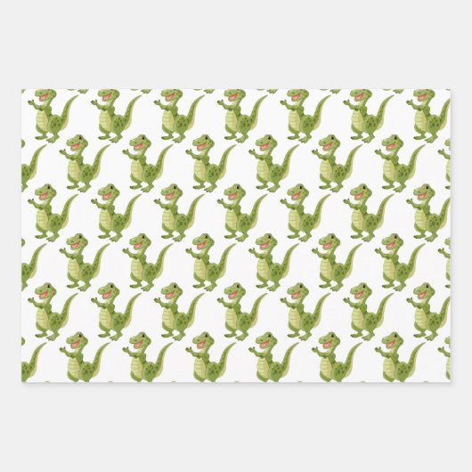 T-Rex Dinosaur Design Wrapping Paper Sheets Geschenkpapier Set (Vorderseite 2)