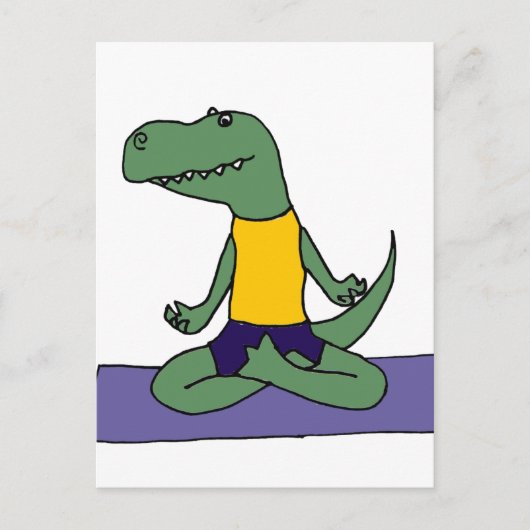 T-Rex Dinosaur Doing Yoga Postkarte (Vorderseite)