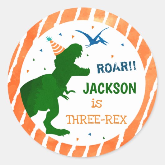 T-rex Dinosaur Drei Rex Gastgeschenk Stickers (Vorderseite)