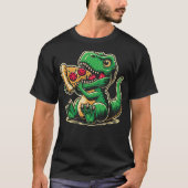 T-Rex Dinosaur Eating Pizza Funny Dino Lover T-Shirt (Vorderseite)