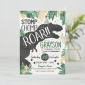 T-Rex Dinosaur Einladung zum Geburtstag (Stehend Vorderseite)