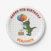 T-rex Dinosaur farbenfrohe Balloons benutzerdefini Pappteller (Vorderseite)