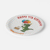 T-rex Dinosaur farbenfrohe Balloons benutzerdefini Pappteller (Schrägansicht)