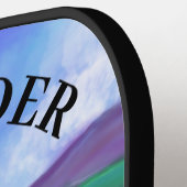 T. rex dinosaur farbiger Name hinzufügen Pickleball Schläger (Linke Seite)