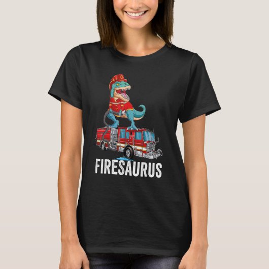 T Rex Dinosaur Firefighter Fireman Firefighting Fi T-Shirt (Vorderseite)