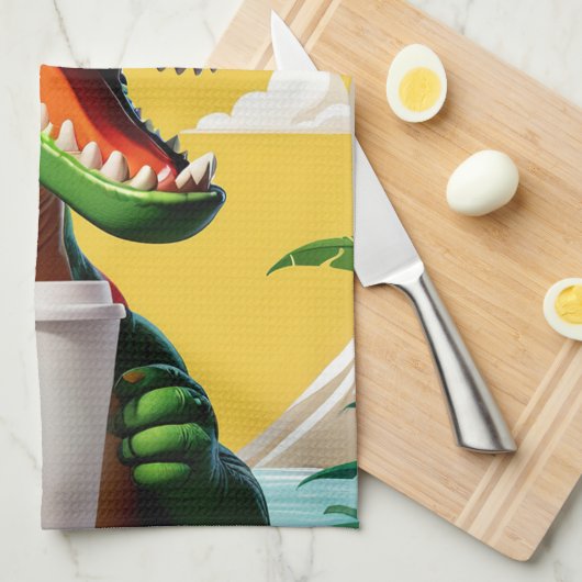 T-Rex Dinosaur Funny Geschirrtuch (Viertel Falte)