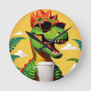 T-Rex Dinosaur Funny Runde Wanduhr