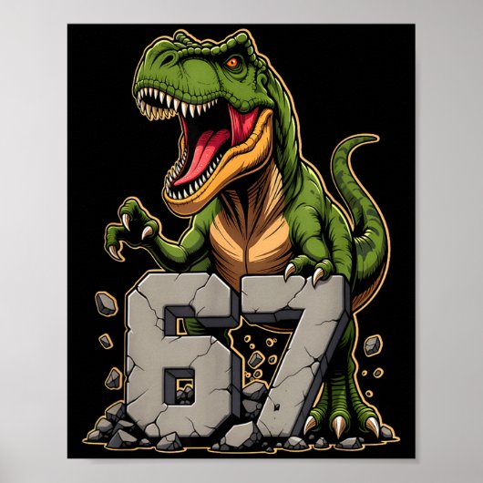 T-rex Dinosaur Funny Six Seven Meme Cool Tyrannosa Poster (Vorne)