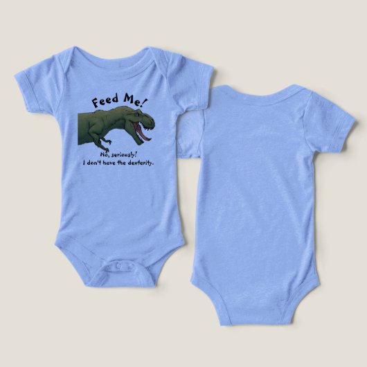 T-Rex Dinosaur Fütterte mir Baby Outfit 1 Stück (Design Vorderseite & Rückseite)