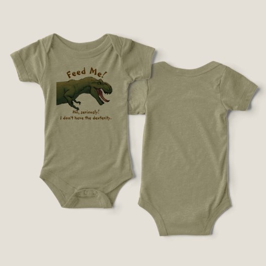 T-Rex Dinosaur Fütterte mir Baby Outfit 1 Stück (Design Vorderseite & Rückseite)