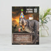 T-Rex-Dinosaur-Geburtstagsfeier brüllt Einladung (Stehend Vorderseite)