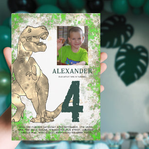 T-Rex Dinosaur Geburtstagsfeier Budget Einladungspostkarte