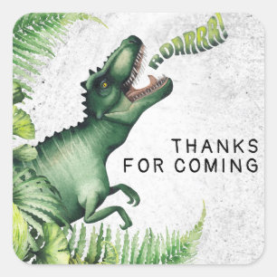 T-Rex Dinosaur Geburtstagsfeier Danke schön Quadratischer Aufkleber
