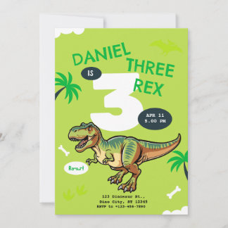 T-Rex-Dinosaur-Geburtstagsfeier Einladung