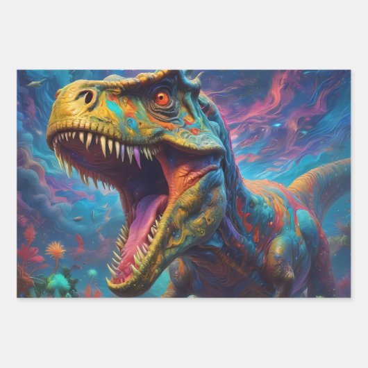T-Rex Dinosaur Geschenkpapier Set (Vorderseite 3)