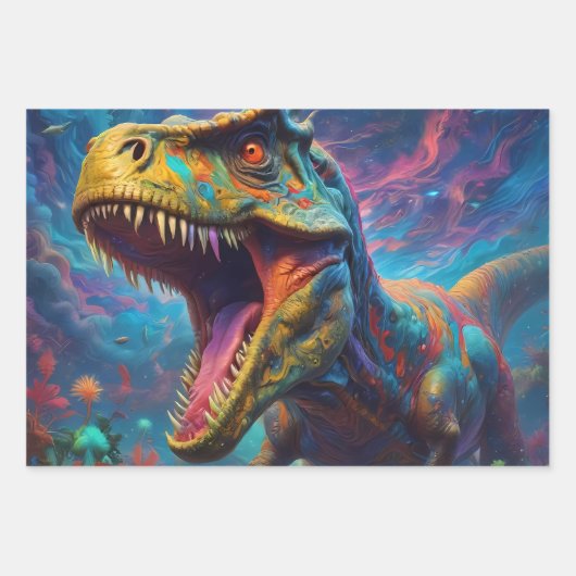 T-Rex Dinosaur Geschenkpapier Set (Vorderseite 2)