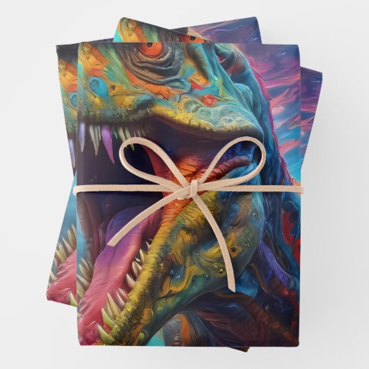 T-Rex Dinosaur Geschenkpapier Set (Beispiel)