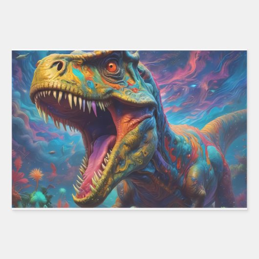 T-Rex Dinosaur Geschenkpapier Set (Vorderseite)