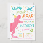 T Rex Dinosaur Girl Geburtstagsparty Einladungen (Vorderseite)