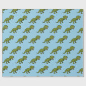 T-Rex Dinosaur Green Blue Seamless Muster Geschenkpapier (Flach)