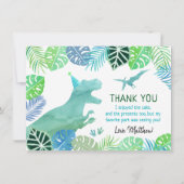 T-Rex Dinosaur Greenery Birthday Dankeskarte (Vorderseite)