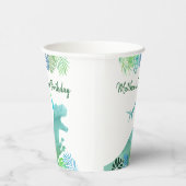 T-Rex Dinosaur Greenery Birthday Pappbecher (Rechts)