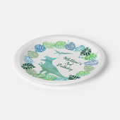 T-Rex Dinosaur Greenery Birthday Pappteller (Schrägansicht)