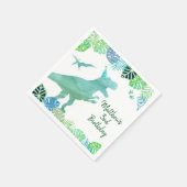 T-Rex Dinosaur Greenery Birthday Serviette (Ecke)