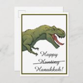T-Rex Dinosaur Hanukkah Grußkarte Postkarte (Vorne/Hinten)