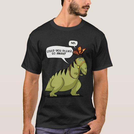 T-Rex Dinosaur hasst Schmetterling T-Shirt (Vorderseite)