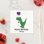 T-rex Dinosaur Holding Ballon Papier Napkins Serviette (Beispiel)