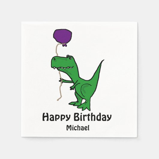 T-rex Dinosaur Holding Ballon Papier Napkins Serviette (Vorderseite)