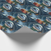 T-Rex Dinosaur Holiday Wrapping Paper Geschenkpapier (Ecke)