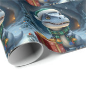 T-Rex Dinosaur Holiday Wrapping Paper Geschenkpapier (Rolleneckpunkt)