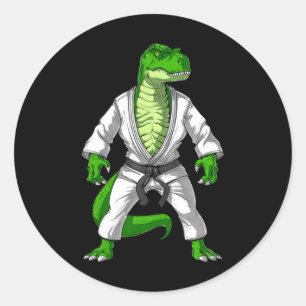 T-Rex Dinosaur Jiu-Jitsu Judo Karate Taekwondo Mar Runder Aufkleber