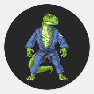 T-rex Dinosaur Jiu-jitsu Judo Ninja Martial Arts K Runder Aufkleber