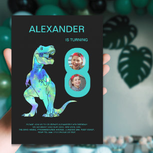 T-Rex Dinosaur Jungen 8. Geburtstagsfeier Einladung