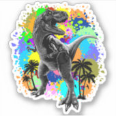 T-Rex Dinosaur Jurassic Reptile auf Paint Stains Aufkleber (Vorderseite)