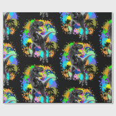 T-Rex Dinosaur Jurassic Reptile auf Paint Stains Geschenkpapier (Flach)