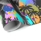 T-Rex Dinosaur Jurassic Reptile auf Paint Stains Geschenkpapier (Rolleneckpunkt)