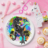 T-Rex Dinosaur Jurassic Reptile auf Paint Stains Pappteller (Party)