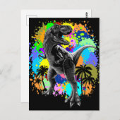 T-Rex Dinosaur Jurassic Reptile auf Paint Stains Postkarte (Vorne/Hinten)