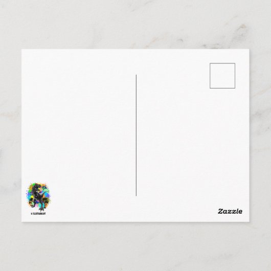 T-Rex Dinosaur Jurassic Reptile auf Paint Stains Postkarte (Rückseite)