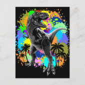 T-Rex Dinosaur Jurassic Reptile auf Paint Stains Postkarte (Vorderseite)
