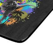 T-Rex Dinosaur Jurassic Reptile auf Paint Stains Schneidebrett (Ecke)