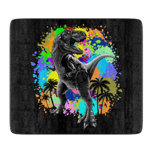 T-Rex Dinosaur Jurassic Reptile auf Paint Stains Schneidebrett (Vorderseite)